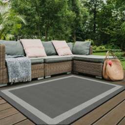 Rackhams Duo Weave Outdoor Dark Grey Rug Bordered - 160X230 cm - thumbnail 3