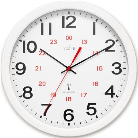Rackhams Controller Wall Clock Radio Controlled Painted Metal Case 12/24 Hour Dial Energy Efficient White 30cm - image 1