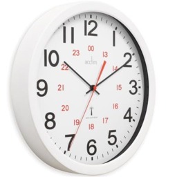 Rackhams Controller Wall Clock Radio Controlled Painted Metal Case 12/24 Hour Dial Energy Efficient White 30cm - thumbnail 2