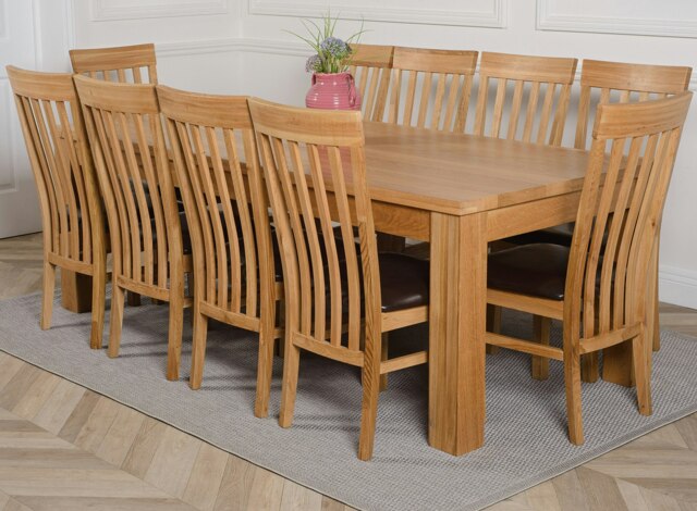 Rackhams Dakota Extra Large Oak Dining Table with Harvard Oak Chairs - Natural Oak - 10 chairs - image 1