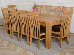 Rackhams Dakota Extra Large Oak Dining Table with Harvard Oak Chairs - Natural Oak - 10 chairs - thumbnail 1