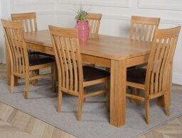 Rackhams Dakota Extra Large Oak Dining Table with Harvard Oak Chairs - Natural Oak - 10 chairs - thumbnail 2