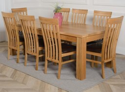 Rackhams Dakota Extra Large Oak Dining Table with Harvard Oak Chairs - Natural Oak - 10 chairs - thumbnail 3