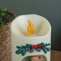 Rackhams 20cm Dual Powered Light up Christmas Pillar Candle Water Spiner with Santa and LEDs - thumbnail 5