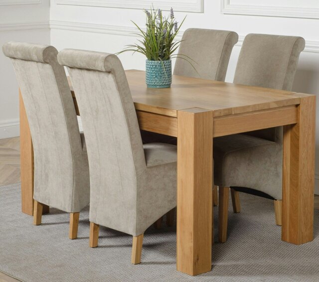 Rackhams Kuba Medium Oak Dining Table with Montana Fabric Chairs - 4 chairs - Grey - image 1