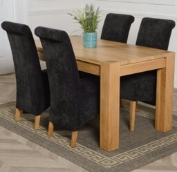 Rackhams Kuba Medium Oak Dining Table with Montana Fabric Chairs - 4 chairs - Grey - thumbnail 4