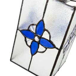 Rackhams Traditional Clear Glass Tiffany Style Pendant Light Shade with Royal Blue Panels - thumbnail 5