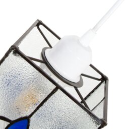 Rackhams Traditional Clear Glass Tiffany Style Pendant Light Shade with Royal Blue Panels - thumbnail 4