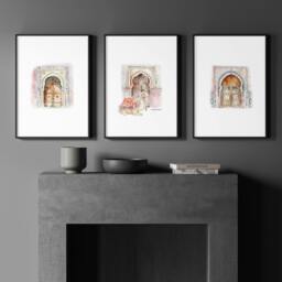 Rackhams Wall Canvases For Living Room - Set of 3 Moroccan Inspired Wall art Prints - 16 x 22 inches / 40.65 cm x 56 cm - Polyester Canvas 260 gsm - Canvas wrapped - thumbnail 2