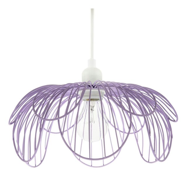 Rackhams Mate Lilac Metal Wire Overlapping Petal Ceiling Pendant Light Shade - image 1
