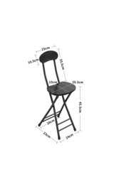 Rackhams 3pcs Round Dining Table and 2 Folding Chairs Set Bistro Coffee Table Set Furniture - Black - thumbnail 5