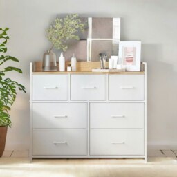 Rackhams Industrial Bedroom Chest With 7 Fabric Drawers White - thumbnail 2