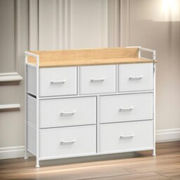 Rackhams Industrial Bedroom Chest With 7 Fabric Drawers White - thumbnail 5
