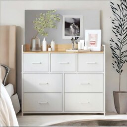 Rackhams Industrial Bedroom Chest With 7 Fabric Drawers White - thumbnail 3