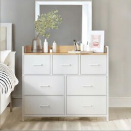 Rackhams Industrial Bedroom Chest With 7 Fabric Drawers White - thumbnail 4