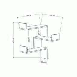 Rackhams Luksa Modern Wall Shelf Bookcase Wall Mounted Corner Zigzag Design 60cm - White - thumbnail 3