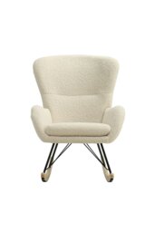 Rackhams Modern Faux Wool Rocking Chair - Beige - thumbnail 2