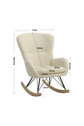 Rackhams Modern Faux Wool Rocking Chair - Beige - thumbnail 6