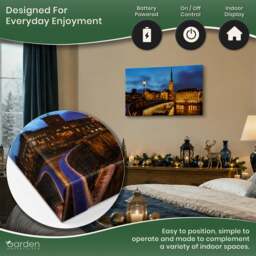 Rackhams Fraumünster Church Print LED Canvas, Zurich Scene with 8 LED Lights, 60 x 40 cm, Stretched Wooden Frame - thumbnail 5