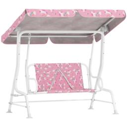 Rackhams Kids 2-Seater Porch Swing with Seat Belts, Adjustable Canopy Pink - thumbnail 3