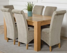 Rackhams Kuba Medium Oak Dining Table with Montana Fabric Chairs - 4 chairs - Beige - thumbnail 6