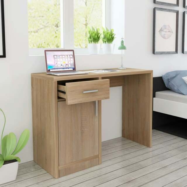 Rackhams Desk with Drawer and Cabinet Oak 100x40x73 cm