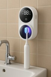 Rackhams Smart UV Toothbrush Sanitizer Case with Wave Sensor Rechargeable - One Size - White - UV Toothbrush Holder - thumbnail 3