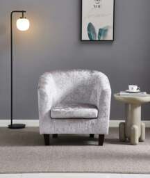 Rackhams Modern Crushed Velvet Tub Chair Armchair - Add a Touch of Glamour to Your Living Space - Black - thumbnail 2