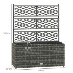 Rackhams 33L Garden PE Rattan Planter with Trellis, Free Standing Flower Raised Bed for Garden, Garden Planter for Climbing Plants, Light Grey - thumbnail 3