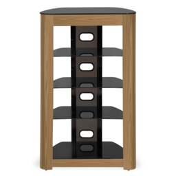 Rackhams Zinnia Black with Oak Fascia 5-Shelf Flat Screen TV, Hi-Fi, AV Rack, Media Stand, Entertainment Unit - thumbnail 5