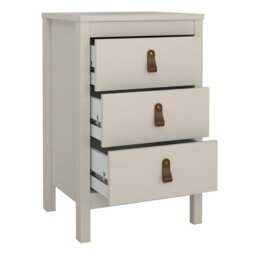 Rackhams Barcelona Bedside Table 3 Drawers in Cashmere - Beige - Manufactured wood - 1 - thumbnail 6