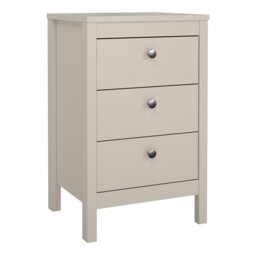 Rackhams Barcelona Bedside Table 3 Drawers in Cashmere - Beige - Manufactured wood - 1 - thumbnail 2