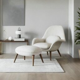 Rackhams Kemble Armchair And Footstool, Velvet - White - thumbnail 1