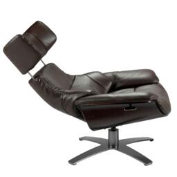 Rackhams Chocolate Brown Leather Swivel Recliner Armchair 5022 - Modern - Yes - No - thumbnail 2