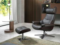 Rackhams Chocolate Brown Leather Swivel Recliner Armchair 5022 - Modern - Yes - No - thumbnail 3