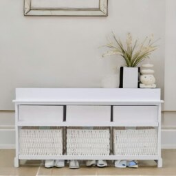 Rackhams Shoe Storage Bench With Cushioned Seat And 6 Drawers White - thumbnail 4