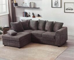 Rackhams Dylan Jumbo Cord 4 Seater Fabric Corner Sofa in Grey - Right Hand Corner - thumbnail 4