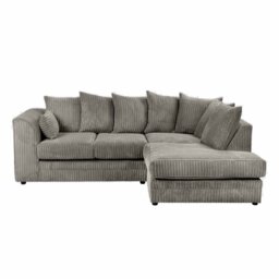 Rackhams Dylan Jumbo Cord 4 Seater Fabric Corner Sofa in Grey - Right Hand Corner - thumbnail 1