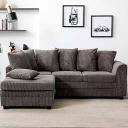 Rackhams Dylan Jumbo Cord 4 Seater Fabric Corner Sofa in Grey - Right Hand Corner - thumbnail 2