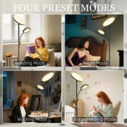Rackhams Floor Lamp for Living Room, Standing Lamp with 4 Scene Modes, Black - Yes - Metal, PC - Floor Lamp - thumbnail 4
