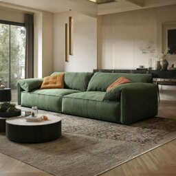 Rackhams Simon S20 Two Seater Sofa, Velvet - Mocha - Armchair - With Ottoman