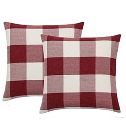 Rackhams checked cushions fluffy pillow cases 2 pack 18 inch cushion pillows covers 45x45 cushion covers - Red - thumbnail 1