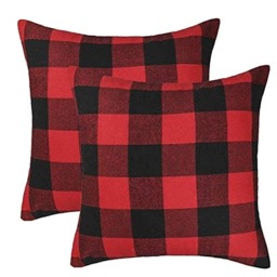 Rackhams checked cushions fluffy pillow cases 2 pack 18 inch cushion pillows covers 45x45 cushion covers - Red - thumbnail 6