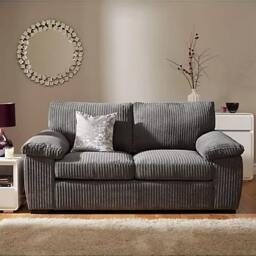Rackhams Amalfi Jumbo Cord Grey Sofa 3+2 Fabric Sofa in Grey - 2 Seater - thumbnail 2