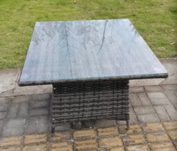 Rackhams PE Rattan Outdoor Square Dining Table Garden Furniture Accessory Clear Tempered Glass - thumbnail 3