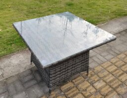 Rackhams PE Rattan Outdoor Square Dining Table Garden Furniture Accessory Clear Tempered Glass - thumbnail 4