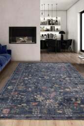 Rackhams Traditional Floral Rug – Blue Elegance - 68X235 cm - thumbnail 5