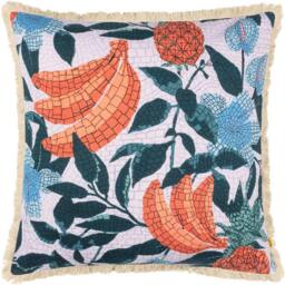 Rackhams Cypressa Floral Mosaic Cushion Cover - Lilac - 50cm x 50cm - Lilac - 100% Cotton