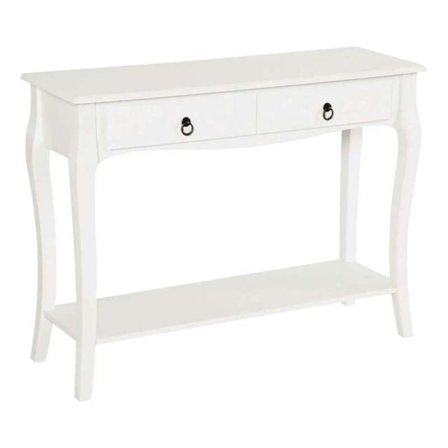 Rackhams Console Table Modern Sofa Side Desk with Storage Shelves Drawers for Living Room Entryway Bedroom Ivory White - image 1