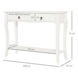 Rackhams Console Table Modern Sofa Side Desk with Storage Shelves Drawers for Living Room Entryway Bedroom Ivory White - thumbnail 3